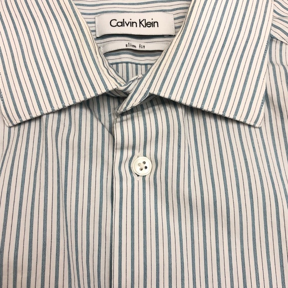 Calvin Klein Men's Stripe Slim Fit Shirt (A) - Picture 3 of 5